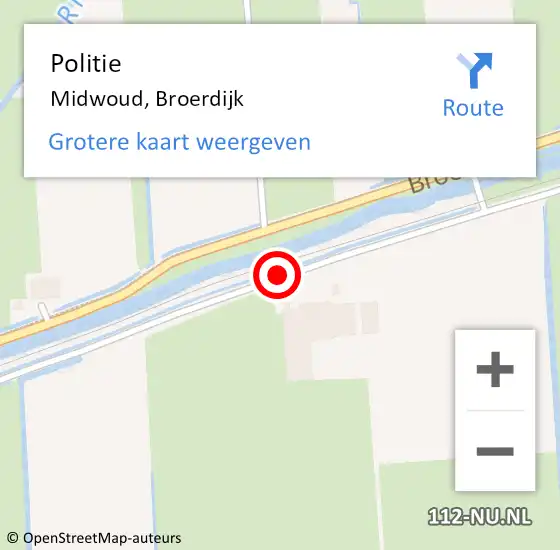 Locatie op kaart van de 112 melding: Politie Midwoud, Broerdijk op 6 juli 2017 10:44