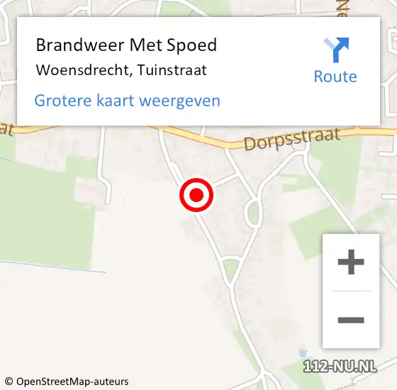 Locatie op kaart van de 112 melding: Brandweer Met Spoed Naar Woensdrecht, Tuinstraat op 26 januari 2014 04:55