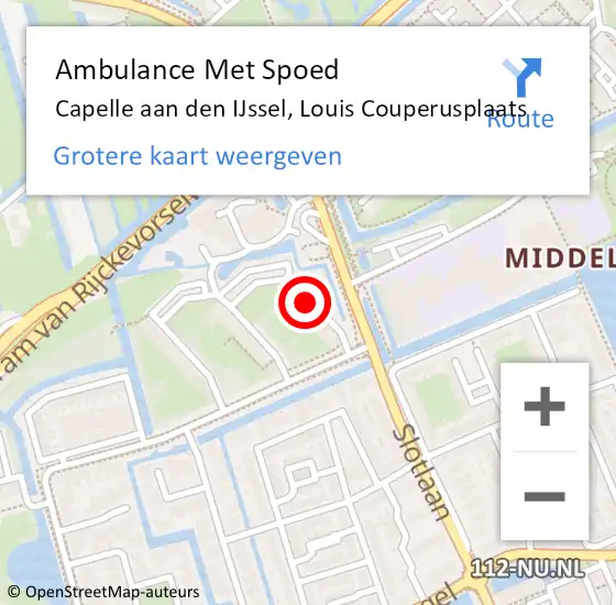 Locatie op kaart van de 112 melding: Ambulance Met Spoed Naar Capelle aan den IJssel, Louis Couperusplaats op 6 juli 2017 11:11