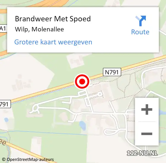 Locatie op kaart van de 112 melding: Brandweer Met Spoed Naar Wilp, Molenallee op 6 juli 2017 13:28