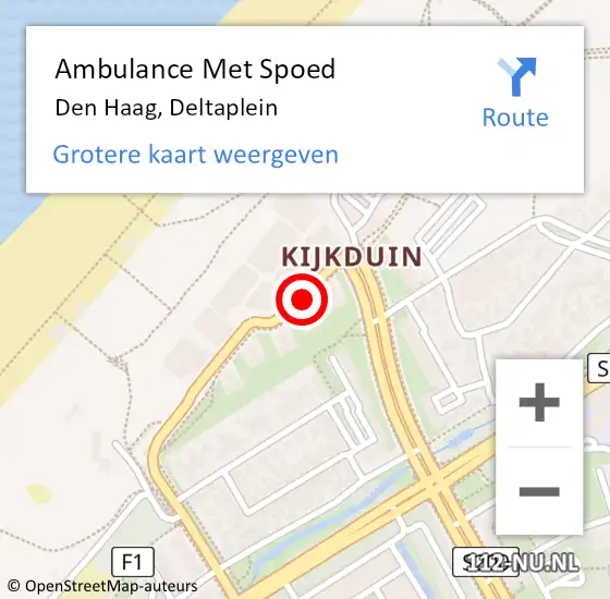 Locatie op kaart van de 112 melding: Ambulance Met Spoed Naar Den Haag, Deltaplein op 6 juli 2017 14:40