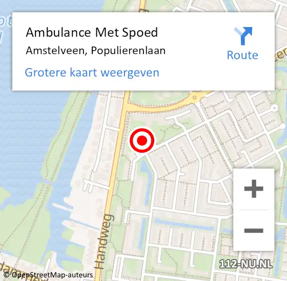 Locatie op kaart van de 112 melding: Ambulance Met Spoed Naar Amstelveen, Populierenlaan op 6 juli 2017 15:36