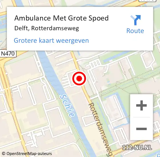 Locatie op kaart van de 112 melding: Ambulance Met Grote Spoed Naar Delft, Rotterdamseweg op 6 juli 2017 17:20