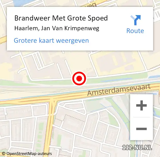 Locatie op kaart van de 112 melding: Brandweer Met Grote Spoed Naar Haarlem, Jan Van Krimpenweg op 6 juli 2017 18:54