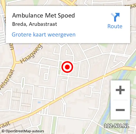 Locatie op kaart van de 112 melding: Ambulance Met Spoed Naar Breda, Arubastraat op 6 juli 2017 23:55