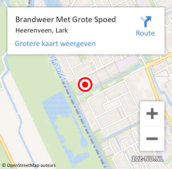 Locatie op kaart van de 112 melding: Brandweer Met Grote Spoed Naar Heerenveen, Lark op 7 juli 2017 03:12