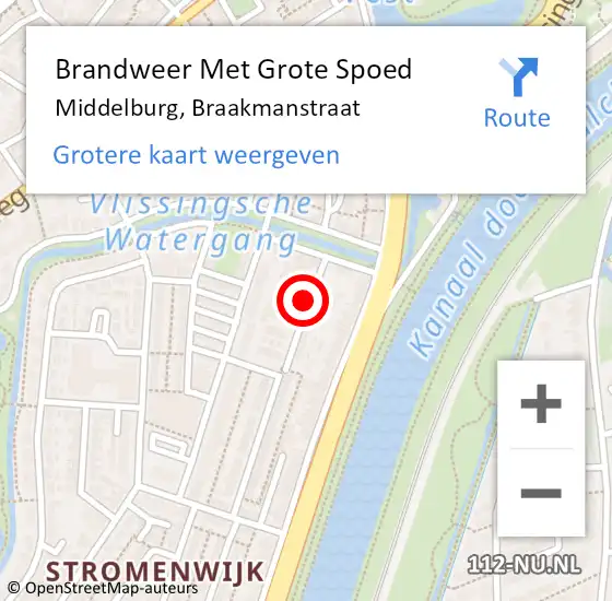 Locatie op kaart van de 112 melding: Brandweer Met Grote Spoed Naar Middelburg, Braakmanstraat op 7 juli 2017 04:58