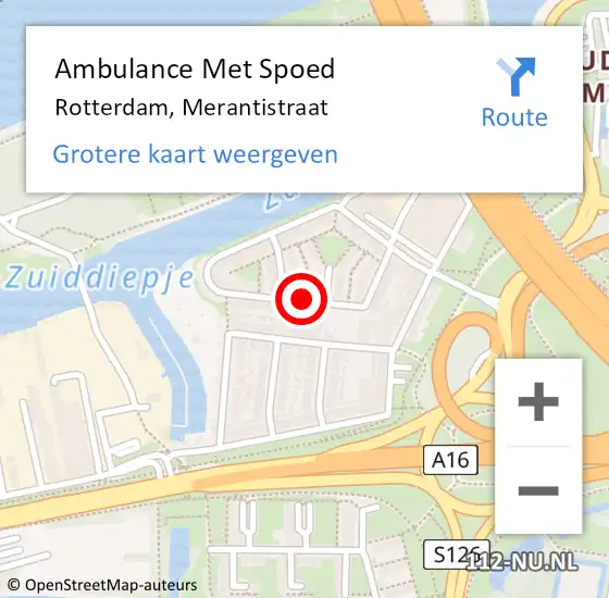 Locatie op kaart van de 112 melding: Ambulance Met Spoed Naar Rotterdam, Merantistraat op 7 juli 2017 08:39