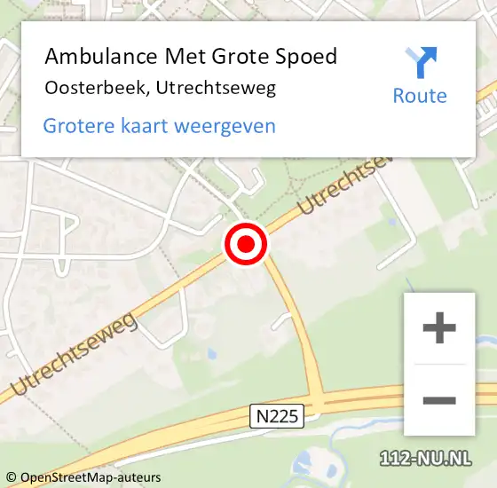 Locatie op kaart van de 112 melding: Ambulance Met Grote Spoed Naar Oosterbeek, Utrechtseweg op 7 juli 2017 09:59