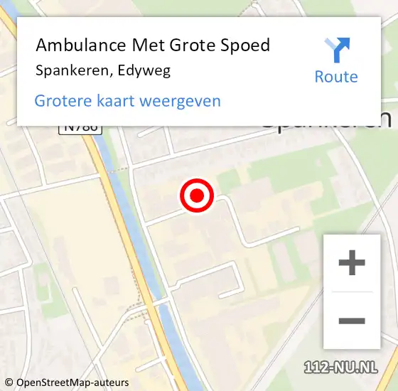Locatie op kaart van de 112 melding: Ambulance Met Grote Spoed Naar Spankeren, Edyweg op 7 juli 2017 10:43