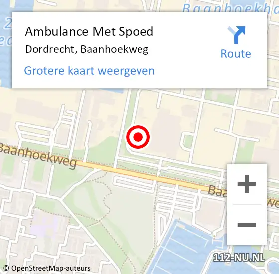 Locatie op kaart van de 112 melding: Ambulance Met Spoed Naar Dordrecht, Baanhoekweg op 7 juli 2017 12:12