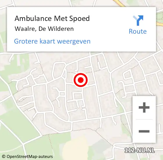 Locatie op kaart van de 112 melding: Ambulance Met Spoed Naar Waalre, De Wilderen op 7 juli 2017 15:08
