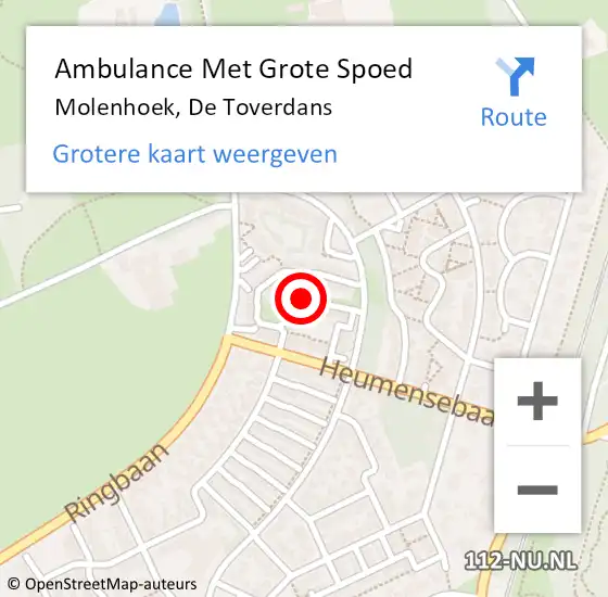 Locatie op kaart van de 112 melding: Ambulance Met Grote Spoed Naar Molenhoek, De Toverdans op 7 juli 2017 20:14