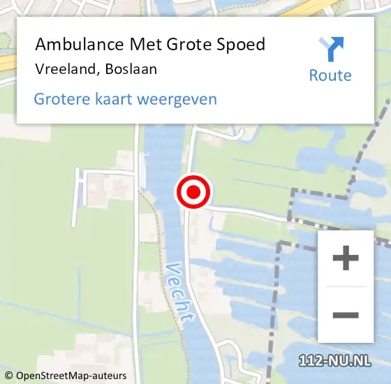 Locatie op kaart van de 112 melding: Ambulance Met Grote Spoed Naar Vreeland, Boslaan op 7 juli 2017 20:33