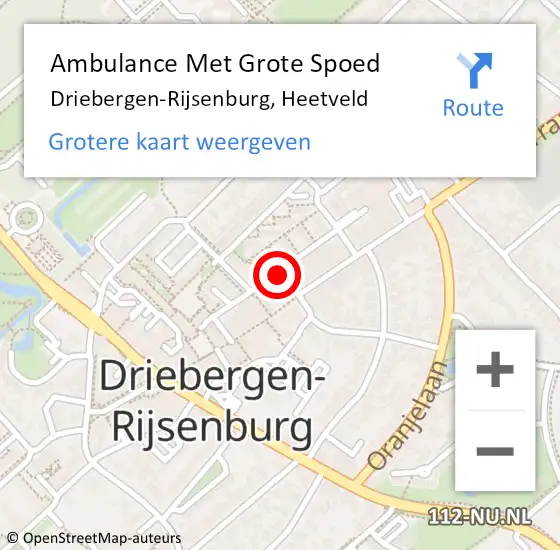 Locatie op kaart van de 112 melding: Ambulance Met Grote Spoed Naar Driebergen-Rijsenburg, Heetveld op 7 juli 2017 23:36