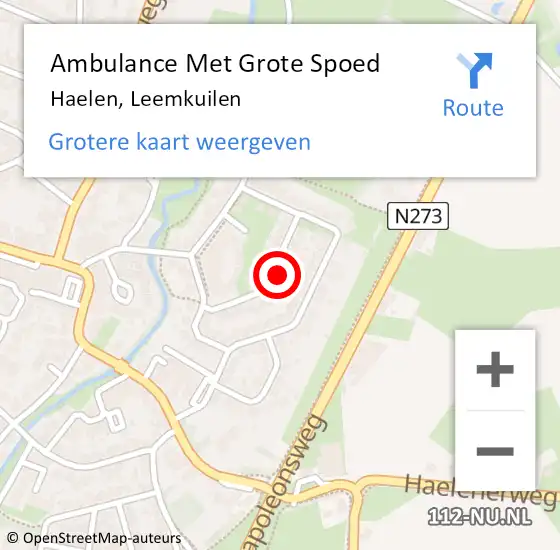 Locatie op kaart van de 112 melding: Ambulance Met Grote Spoed Naar Haelen, Leemkuilen op 8 juli 2017 00:59