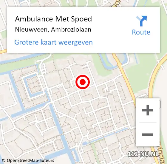 Locatie op kaart van de 112 melding: Ambulance Met Spoed Naar Nieuwveen, Ambroziolaan op 8 juli 2017 06:12