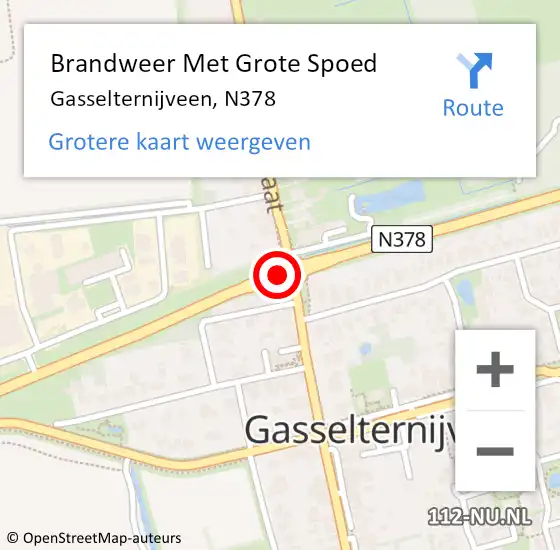Locatie op kaart van de 112 melding: Brandweer Met Grote Spoed Naar Gasselternijveen, N378 op 8 juli 2017 08:12