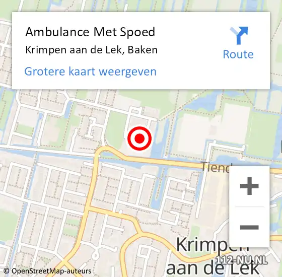 Locatie op kaart van de 112 melding: Ambulance Met Spoed Naar Krimpen aan de Lek, Baken op 8 juli 2017 10:51