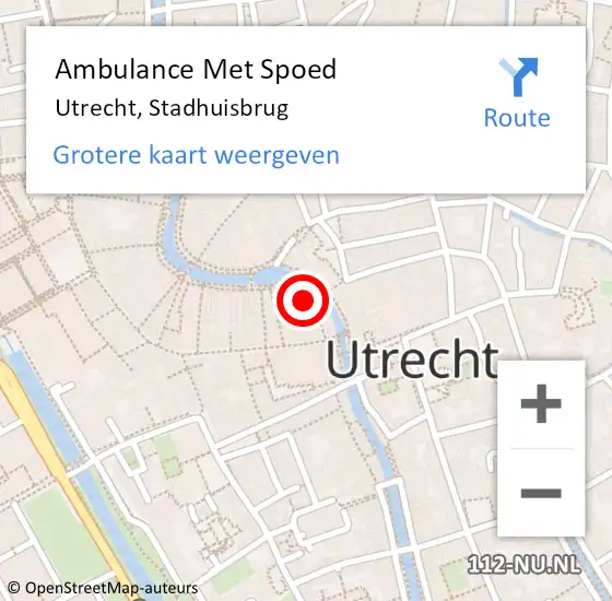 Locatie op kaart van de 112 melding: Ambulance Met Spoed Naar Utrecht, Stadhuisbrug op 8 juli 2017 15:38