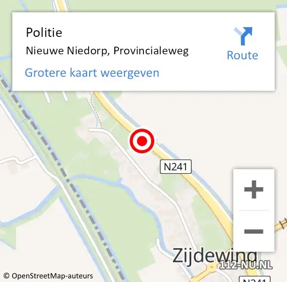 Locatie op kaart van de 112 melding: Politie Nieuwe Niedorp, Provincialeweg op 8 juli 2017 16:12