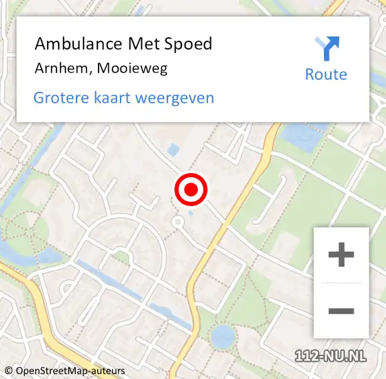 Locatie op kaart van de 112 melding: Ambulance Met Spoed Naar Arnhem, Mooieweg op 8 juli 2017 16:16