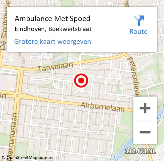 Locatie op kaart van de 112 melding: Ambulance Met Spoed Naar Eindhoven, Boekweitstraat op 8 juli 2017 20:02