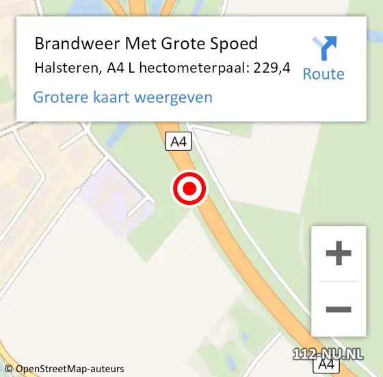 Locatie op kaart van de 112 melding: Brandweer Met Grote Spoed Naar Halsteren, A4 L hectometerpaal: 229,4 op 9 juli 2017 01:17