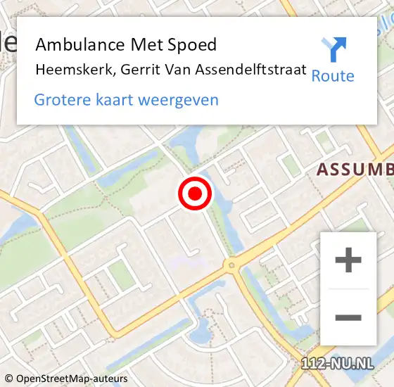 Locatie op kaart van de 112 melding: Ambulance Met Spoed Naar Heemskerk, Gerrit Van Assendelftstraat op 9 juli 2017 06:44