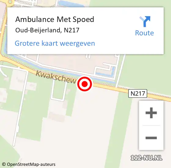 Locatie op kaart van de 112 melding: Ambulance Met Spoed Naar Oud-Beijerland, N217 op 9 juli 2017 11:59