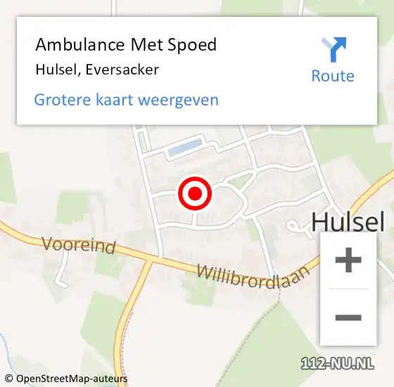 Locatie op kaart van de 112 melding: Ambulance Met Spoed Naar Hulsel, Eversacker op 9 juli 2017 12:22
