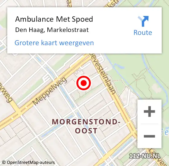 Locatie op kaart van de 112 melding: Ambulance Met Spoed Naar Den Haag, Markelostraat op 9 juli 2017 13:18