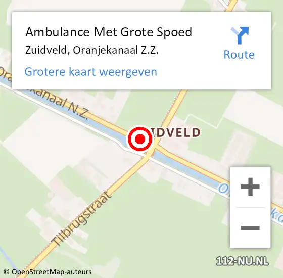 Locatie op kaart van de 112 melding: Ambulance Met Grote Spoed Naar Zuidveld, Oranjekanaal Z.Z. op 9 juli 2017 15:20