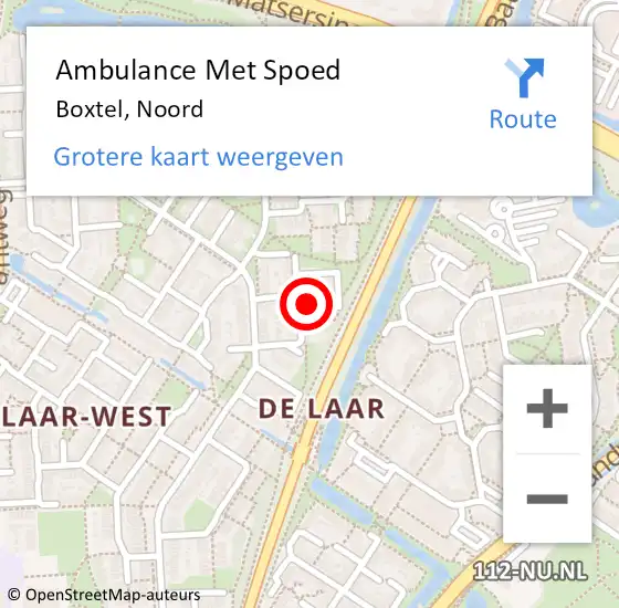 Locatie op kaart van de 112 melding: Ambulance Met Spoed Naar Boxtel, Noord op 9 juli 2017 16:13