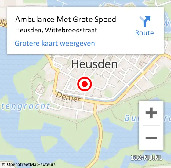 Locatie op kaart van de 112 melding: Ambulance Met Grote Spoed Naar Heusden, Wittebroodstraat op 9 juli 2017 19:44
