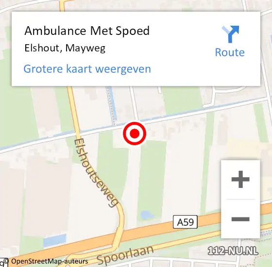 Locatie op kaart van de 112 melding: Ambulance Met Spoed Naar Elshout, Mayweg op 9 juli 2017 20:55