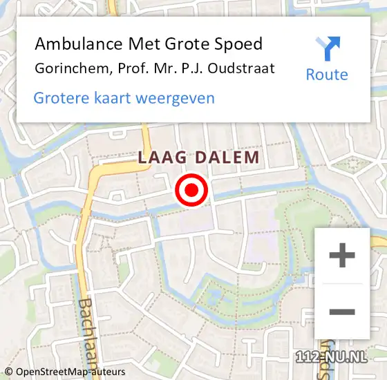 Locatie op kaart van de 112 melding: Ambulance Met Grote Spoed Naar Gorinchem, Prof. Mr. P.J. Oudstraat op 9 juli 2017 22:30