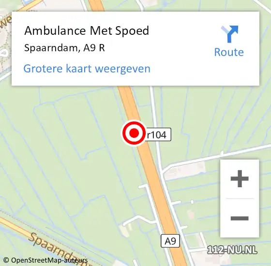 Locatie op kaart van de 112 melding: Ambulance Met Spoed Naar Spaarndam, A9 L op 10 juli 2017 11:25