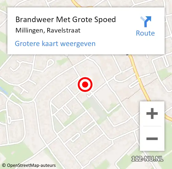 Locatie op kaart van de 112 melding: Brandweer Met Grote Spoed Naar Millingen, Ravelstraat op 10 juli 2017 11:51