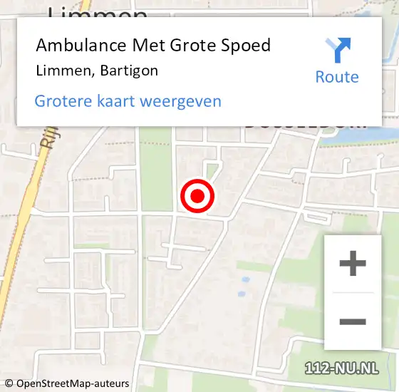 Locatie op kaart van de 112 melding: Ambulance Met Grote Spoed Naar Limmen, Bartigon op 10 juli 2017 12:02
