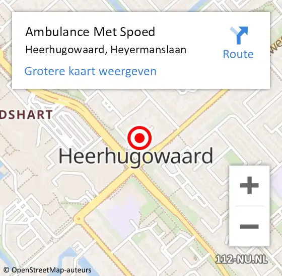 Locatie op kaart van de 112 melding: Ambulance Met Spoed Naar Heerhugowaard, Heyermanslaan op 10 juli 2017 13:24