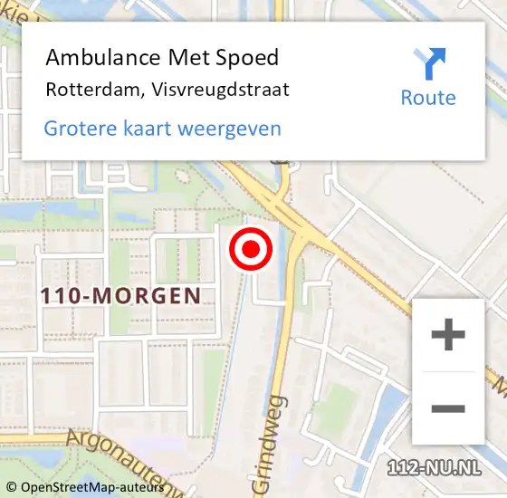 Locatie op kaart van de 112 melding: Ambulance Met Spoed Naar Rotterdam, Visvreugdstraat op 10 juli 2017 13:58