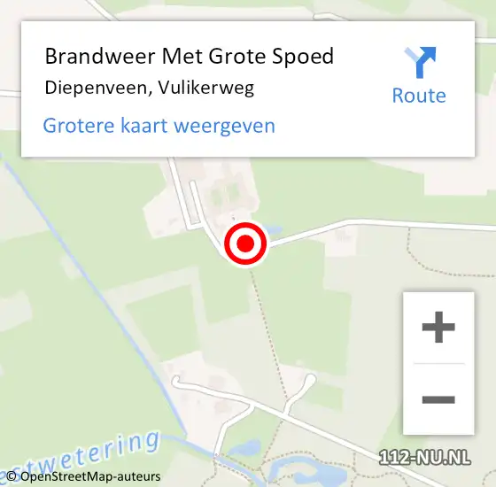 Locatie op kaart van de 112 melding: Brandweer Met Grote Spoed Naar Diepenveen, Vulikerweg op 10 juli 2017 14:28