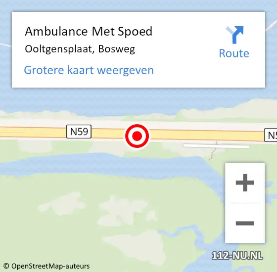 Locatie op kaart van de 112 melding: Ambulance Met Spoed Naar Ooltgensplaat, Bosweg op 10 juli 2017 17:47