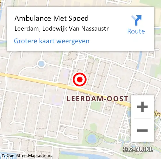 Locatie op kaart van de 112 melding: Ambulance Met Spoed Naar Leerdam, Lodewijk Van Nassaustr op 11 juli 2017 05:03