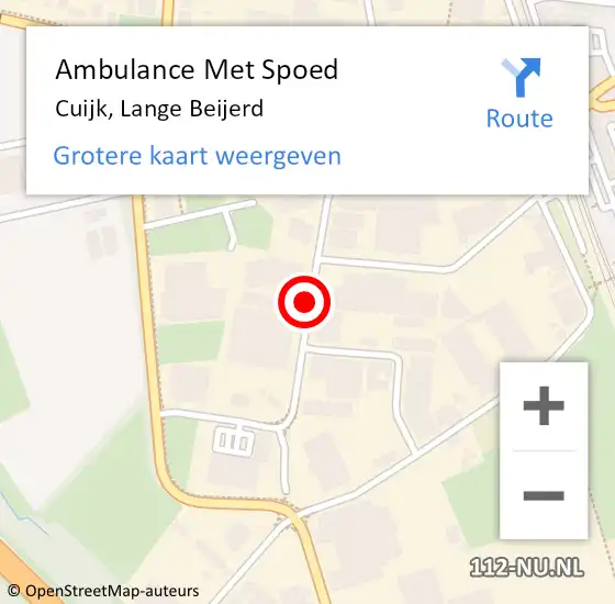 Locatie op kaart van de 112 melding: Ambulance Met Spoed Naar Cuijk, Lange Beijerd op 11 juli 2017 09:26