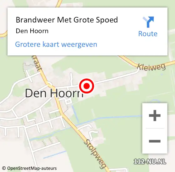 Locatie op kaart van de 112 melding: Brandweer Met Grote Spoed Naar Den Hoorn op 11 juli 2017 10:39