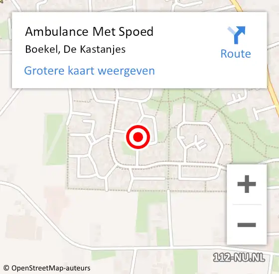 Locatie op kaart van de 112 melding: Ambulance Met Spoed Naar Boekel, De Kastanjes op 11 juli 2017 11:18