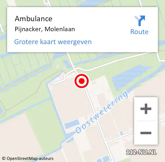 Locatie op kaart van de 112 melding: Ambulance Pijnacker, Molenlaan op 11 juli 2017 13:46