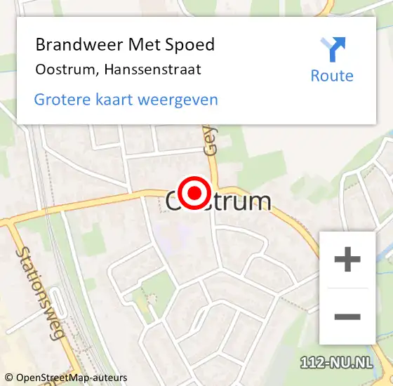 Locatie op kaart van de 112 melding: Brandweer Met Spoed Naar Oostrum, Hanssenstraat op 11 juli 2017 16:10